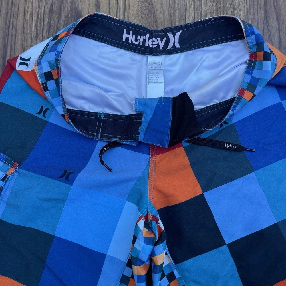 HURLEY‎ Mens Size 20/20/20 RAINBOW PLAID COLOR BLOCK BOARD SHORTS SWIM Trunks